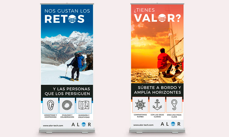 Diseño de Rollups corpoprativos de Alor-Tech para ferias